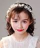 Ziory Pearls Embellished & Floral Applique Detailed Hair Band- Off White