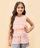 StyloBug Woven Sleeveless Layered Embroidered Top - Peach