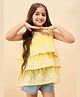 StyloBug Woven Sleeveless Layered Embroidered Top -Yellow