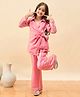 StyloBug Woven Full Sleeves Solid Tie Up Top & Pants Set -  Pink