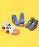 Yellow Bee Cotton Pack Of 3 Football Designed Socks - Multi Colour