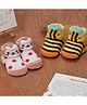 Yellow Bee Cotton Pack Of 2 Honey Bee & Bunny Designed Anti Skid Socks - Multi Colour