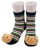 Yellow Bee Cotton Cat 3D Applique & Striped Socks - Multi Colour