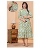 Step Queen Cotton Woven Three Fourth Sleeves Floral Printed Maternity Dress With Side Zipper Nursing Access - White & Yellow