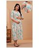 Step Queen Rayon Woven Three Fourth Sleeves Floral Printed Maternity Dress With Side Zipper Access - Multi Colour
