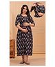 Step Queen Rayon Woven Three Fourth Sleeves Floral Printed Maternity Dress With Side Zipper Access - Black