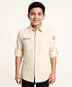 CAVIO Cotton Woven Full Sleeves Typography Printed Shirt - Cream