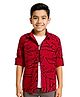 CAVIO Cotton Woven Full Sleeves Leaves Printed Shirt With Tee Set - Red