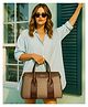 Carriall Dazzle Women's Large capacity - Multi-Purpose Retro Wide-Band Tote Bag (Brown)
