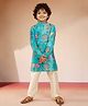 Vastramay Woven Full Sleeves Elephant Printed & Sequin Embellished Kurta Pyjama Set - Blue