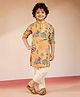 Vastramay Woven Full Sleeves Elephant Printed & Sequin Embellished Kurta Pyjama Set -  Yellow