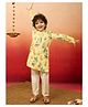 Vastramay Rayon Woven Full Sleeves Floral & Animals Printed Kurta Pyjama Set - Yellow