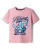 Kookie Kids Single Jersey Knit Half Sleeves T-Shirt with Hiking Graphic - Peach