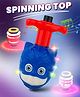 Fiddlerz Spinning Top for Kids Cartoon Design with Flashing LED Light Up and Dynamic Music Non-Toxic Toys for Boys & Girls Multicolor (Pack of 1) Blue