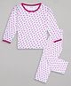 Sheer Love Cotton Jersey Knit Full Sleeves Hearts Printed Coordinating Night Suit Set - White