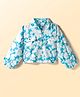 CrayonFlakes Cotton Woven Full Sleeves Floral Printed Top - Blue