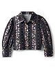CrayonFlakes Cotton Woven Full Puffed Sleeves Floral Printed Shirt Style Crop Top - Black