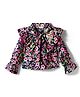 CrayonFlakes Cotton Woven Full Sleeves Floral Printed Frilled Detailed Top - Navy Blue