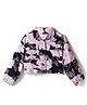 CrayonFlakes Rayon Woven Full Puffed Sleeves Floral Printed Shirt Style Crop Top - Black