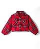 CrayonFlakes Cotton Woven  Full Sleeves Checked Top - Red