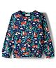CrayonFlakes Cotton Knit Full Sleeves Jungle & Tiger Printed Tee - Navy Blue