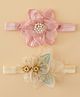 Babyhug Headbands with Floral Applique Pack of 2 - Dark Pink & Cream