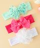 Babyhug Headbands with Bow & Floral Applique Pack of 3 - Sea Green Red & White
