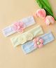 Babyhug Headbands With Floral Applique Pack of 3 - Multicolor