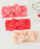 Babyhug Headbands  With Bow Applique  Pack of 3 - Pink Red & Cream