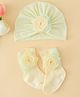 Bonfino  Turban Band & Socks Combo Set with Floral Applique - Light Yellow