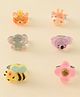 Babyhug Finger Ring Set with Floral & Animal Applique Pack of 6- Multi Colour