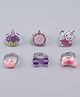 Babyhug Finger Ring Set With Cupcake Bow & Cat Applique Detailed Pack of  6- Multi Colour