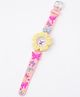 Babyhug Free Size Floral Shaped Analog Watch With Butterfly Applique - Pink