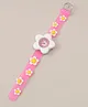 Babyhug Free Size Analog Watch With Floral Applique - Dark Pink