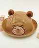 Babyhug Straw Hat With Teddy Bear Patch & Ear Applique Brown - Diameter 16 cm