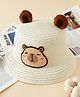 Babyhug Straw Hat With Teddy Bear Patch & Ear Applique Off White - Diameter 16 cm