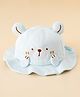 Babyhug Bucket Hat with Embroidery & Ear Applique Light Blue - Diameter 16 cm