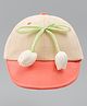 Babyhug 100% Cotton Baseball Cap With Floral Applique Orange - Diameter 17 cm