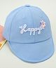 Babyhug Cotton Baseball Cap With Floral Applique Light Blue - Diameter 17 cm