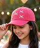 Pine Kids Cotton Baseball Cap With Bow Applique Fuchsia - Diameter 17 cm