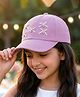 Pine Kids Cotton Baseball Cap With Bow Applique Purple - Diameter 17 cm