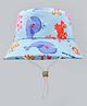 Babyhug Bucket Hat with Sea Life Print Light Blue - Diameter 17 cm