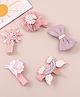Babyhug Bow & Butterfly Clips With Floral Apptique Free Size Pack of 5 - Multicolor