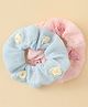 Pine Kids Rubber Bands & Scrunchies Sets  With Floral Applique Pack of 2 - Blue & Pink
