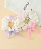 Pine Kids Rubber Bands & Scrunchies Sets With Floral Print & Bow Applique - Pink & Purple