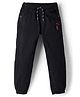 Olio Kids Cotton Woven Full Length Solid Color Trouser - Black