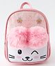 Babyhug Fashion Backpacks With Cat Printed Design & Fur Ears - Pink