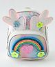 Babyhug Fashion Backpack with Hearts & Flower Applique - White