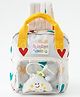 Babyhug Free Size Fashion Backpack With Hearts Design - White