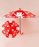 Babyhug Free Size Umbrella with Teddy Print - Red